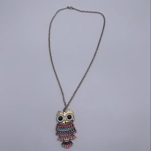 Multicoloured Owl Pendant Necklace